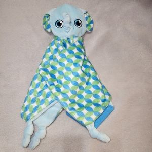 BooginHead Elephant Lovey Bean Bag Green Blue 12" Square Knotted plush